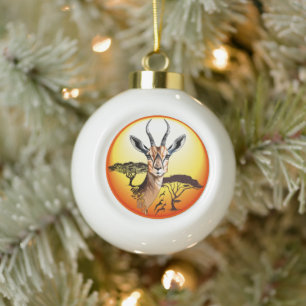 Adorno De Cerámica Tipo Bola Gazelle Animal salvaje Antelope africano