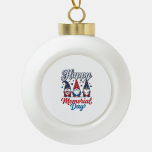 Adorno De Cerámica Tipo Bola Gnomo Patriótico Feliz Día de los Caídos Camiseta