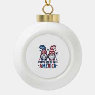 Adorno De Cerámica Tipo Bola Gnomos Patrióticos Feliz 4 de Julio Camiseta Améri