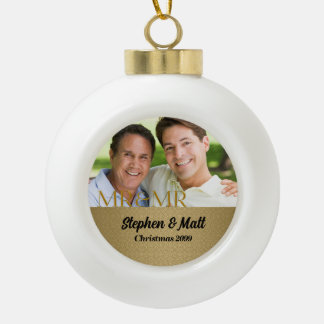 Adorno De Cerámica Tipo Bola Gold Damask Mr & Mr Gay Navidades Photo