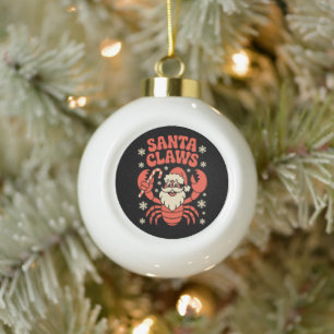 Adorno De Cerámica Tipo Bola Gorra de Navidad Santa Claws Langosta Caña de Cara