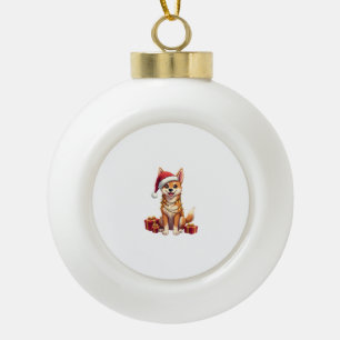 Adorno De Cerámica Tipo Bola Gorra de Santa divertida con luces de Navidad para
