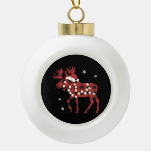 Adorno De Cerámica Tipo Bola Gorrito de Santa de cuadros rojos de Navidad de al