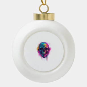 Adorno De Cerámica Tipo Bola Graffiti Skull Rebel