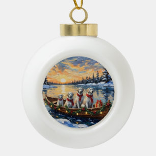 Adorno De Cerámica Tipo Bola Gran Pirineo Navidad Barco Fiesta