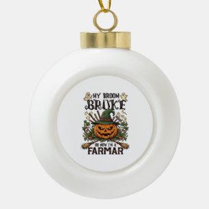 Adorno De Cerámica Tipo Bola Granja de Escoba Rota Calabaza de Halloween Sombre