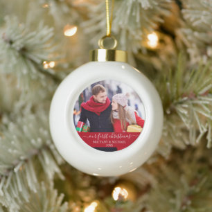 Adorno De Cerámica Tipo Bola Guión elegante Nuestra Primera Pareja De Navidad R