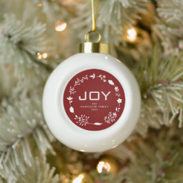 Adorno De Cerámica Tipo Bola Guirnalda floral de Navidad con nombre personaliza