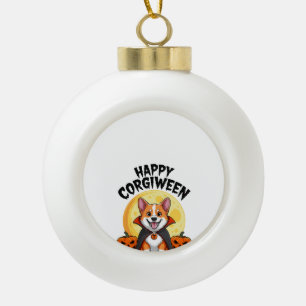 Adorno De Cerámica Tipo Bola Halloween Corgiween, Perro Corgi Espeluznante