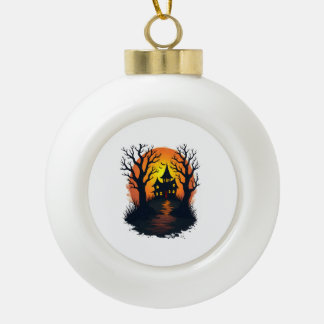 Adorno De Cerámica Tipo Bola Haunted Forest � Spooky Halloween Nature Tee
