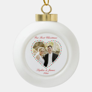 Adorno De Cerámica Tipo Bola Heart First Christmas Together Ornament Ball
