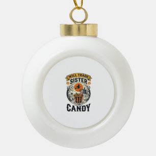 Adorno De Cerámica Tipo Bola Hermana de Halloween Cambiará Por Dulces Vintage_1