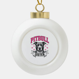 Adorno De Cerámica Tipo Bola Hermana Pitbull Diseño Vectorial Vintage Amante Pe