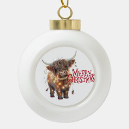 Adorno De Cerámica Tipo Bola highland cow Snowflake Framed Ornament