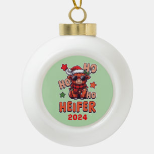 Adorno De Cerámica Tipo Bola Ho Ho Ho Ho Heifer