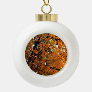 Adorno De Cerámica Tipo Bola Hojas de Amber en otoño