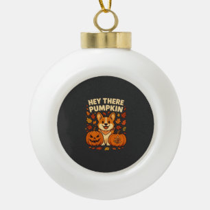Adorno De Cerámica Tipo Bola Hola Ahí Calabaza Corgi Halloween Calabazas Otoño 