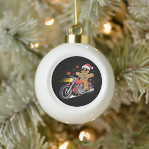 Adorno De Cerámica Tipo Bola Hombre de jengibre de Navidad Motocicleta Motocicl