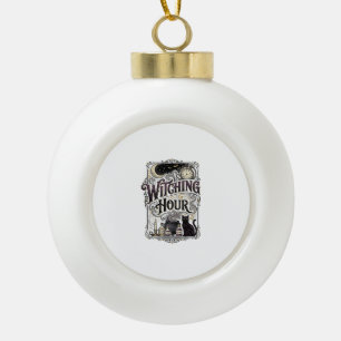 Adorno De Cerámica Tipo Bola Hora Bruja Grabado Vintage Diseño de Bruja_1