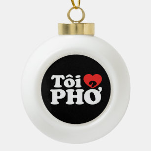 Adorno De Cerámica Tipo Bola I Heart (Love) Pho (Tôi + PHỞ) Idioma Vietnamita