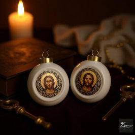 Adorno De Cerámica Tipo Bola Icono bizantino de Cristo - Jesús