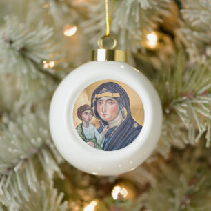Adorno De Cerámica Tipo Bola Icono de Maria Advocata Nostra