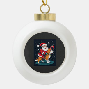 Adorno De Cerámica Tipo Bola Iluminación de Navidad Beagle Santa montando Beagl
