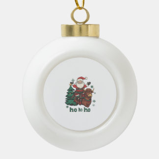Adorno De Cerámica Tipo Bola Iluminación del árbol de Navidad de mujeres Santa 