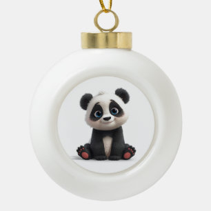 Adorno De Cerámica Tipo Bola Ilustración de dibujos animados de oso panda senta