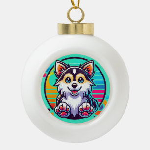 Adorno De Cerámica Tipo Bola Ilustración de perro de dibujos animados