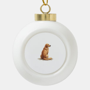 Adorno De Cerámica Tipo Bola Ilustración de retrato trasero de Golden Retriever
