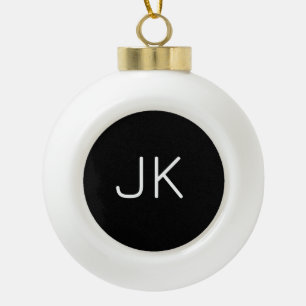 Adorno De Cerámica Tipo Bola iniciales de nombre minimalista personalizable