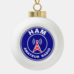 Adorno De Cerámica Tipo Bola Insignia de vacaciones de radioaficionados en el a