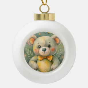 Adorno De Cerámica Tipo Bola Invierno azul con ciervos