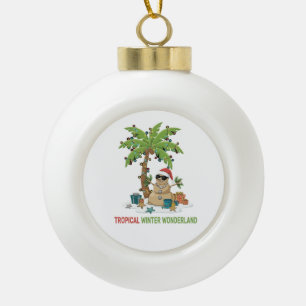 Adorno De Cerámica Tipo Bola Invierno Tropical Maravilloso Navidad Divertida