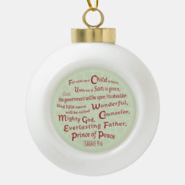 Adorno De Cerámica Tipo Bola Isaías 9:6 Verso de la Biblia en colores Navidades