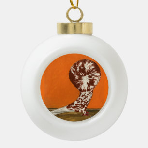 Adorno De Cerámica Tipo Bola Jacobin Pigeon Red Splash