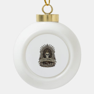 Adorno De Cerámica Tipo Bola Jaque Mate Rey Calavera Ajedrez Vintage