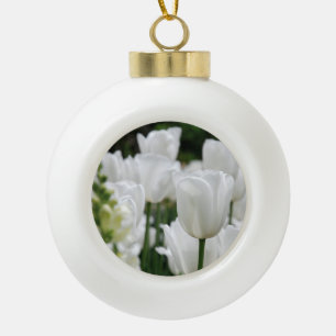 Adorno De Cerámica Tipo Bola jardín tulipán blanco