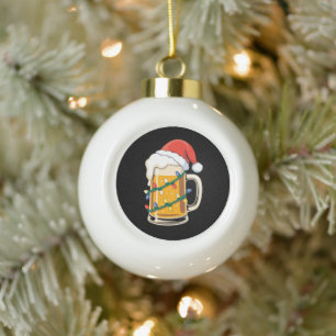 Adorno De Cerámica Tipo Bola Jarra de cerveza de Navidad sombrero de Santa luce