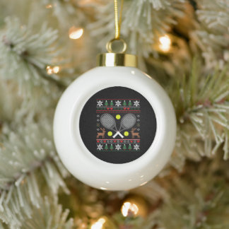 Adorno De Cerámica Tipo Bola Jersey de Navidad de raqueta de tenis feo Reno Xma