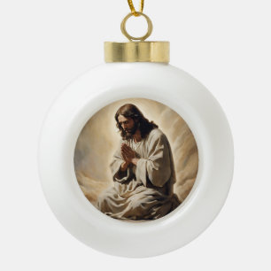 Adorno De Cerámica Tipo Bola Jesús Orando Ornamento de Navidad