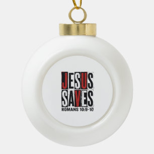 Adorno De Cerámica Tipo Bola Jesús Salva Camiseta Vintage Cristiana Romanos 10_