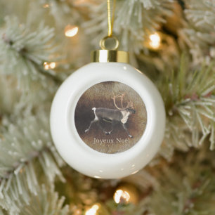 Adorno De Cerámica Tipo Bola Joyeux Noё l - Bull Caribou (Reno)