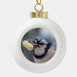 Adorno De Cerámica Tipo Bola Judía azul con un maní