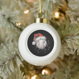 Adorno De Cerámica Tipo Bola Jugador de béisbol de Navidad Santa Deportes