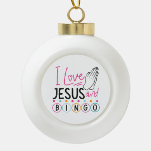 Adorno De Cerámica Tipo Bola Jugador de Bingo Jesús Fe Católica Yo Amo a Jesús