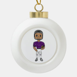 Adorno De Cerámica Tipo Bola jugador de fútbol retro vintage simple morado negr
