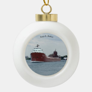 Adorno De Cerámica Tipo Bola Kaye E. Baloncesto de barquero o ornamento de copo