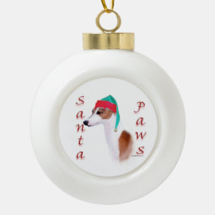 Adorno De Cerámica Tipo Bola Keychain de Greyhound Santa Paws